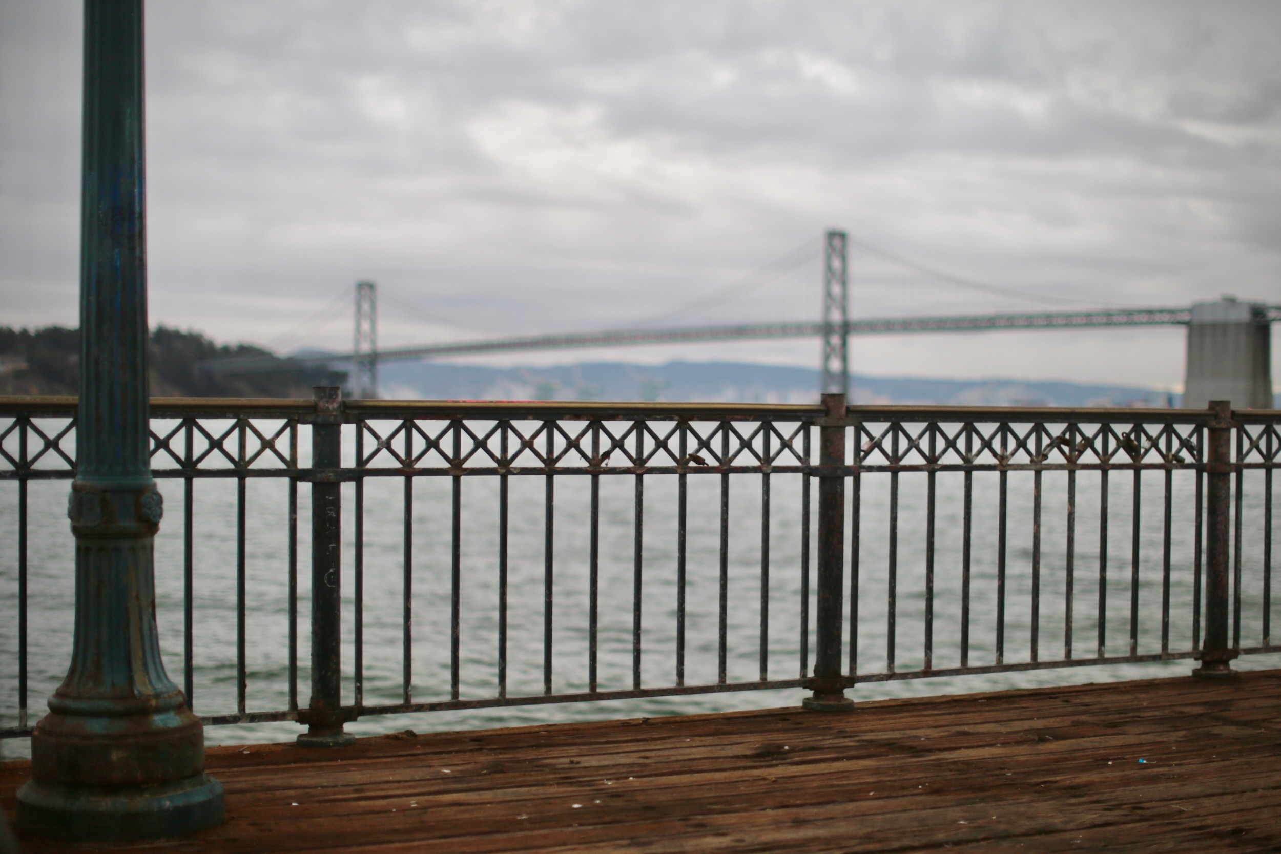 San Francisco pier in November fog